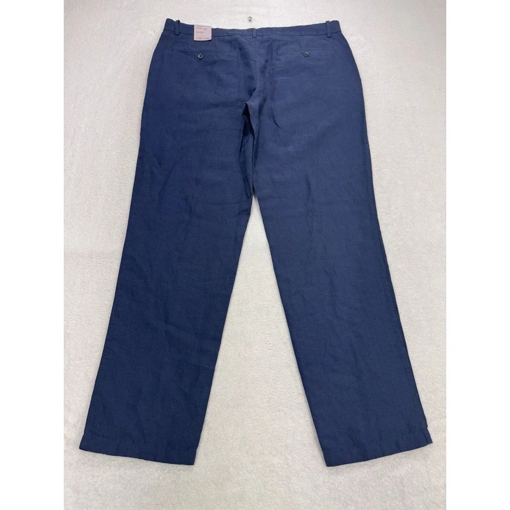 Mango MNG Sustainable Oyster Trouser‎ Men 38 Slim Fit Pants Linen Blue NWT